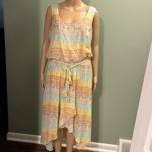 Striped Sleeveless Midi Dress with Belt size 14!